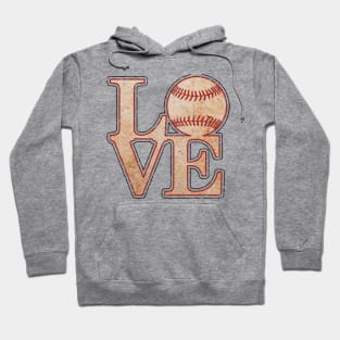 LOVE BASEBALL MOM Vintage Distressed Baseball Textured Appearance Hoodie